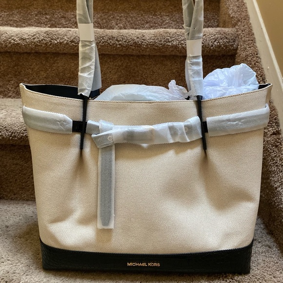 Michael Kors Handbags - Michael Kors Large East West Tote Canvas Black NWT $498